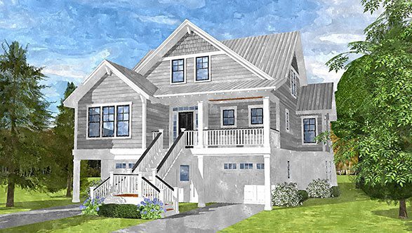 Gray Bay Cottage Coastal House Plans, Elevated Modern Beach House Plans