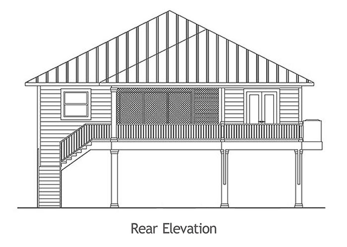 Koana Bay Cottage - Rear Elevation